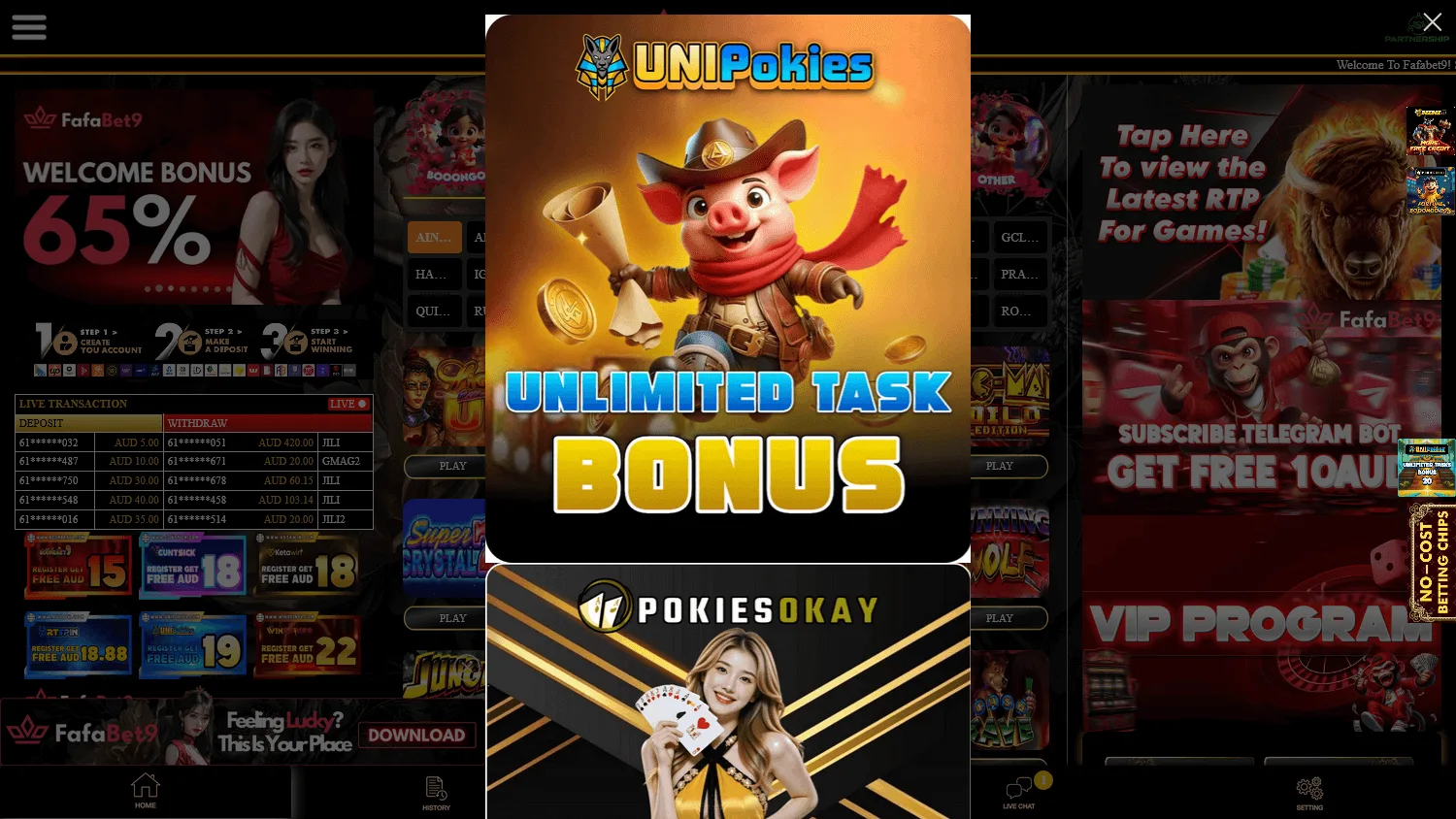 Fafabet9 Casino desktop home
